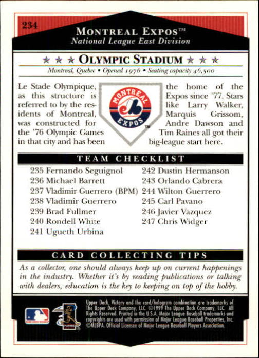 1999 Upper Deck Victory Baseball Card Pick 1-306 - Picture 337 of 451
