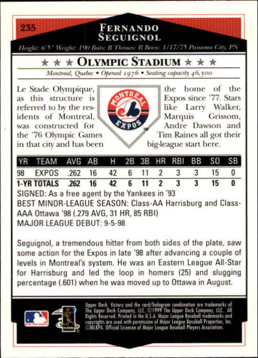 1999 Upper Deck Victory Baseball Card Pick 1-306 - Picture 339 of 451