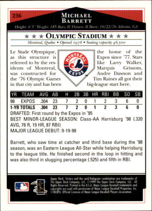 1999 Upper Deck Victory Baseball Card Pick 1-306 - Picture 341 of 451