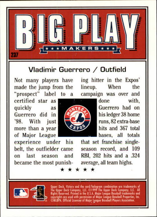 1999 Upper Deck Victory Baseball Card Pick 1-306 - Picture 343 of 451