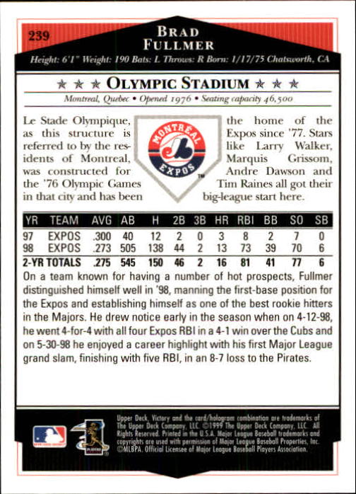 1999 Upper Deck Victory Baseball Card Pick 1-306 - Picture 345 of 451