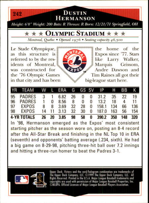 1999 Upper Deck Victory Baseball Card Pick 1-306 - Picture 351 of 451