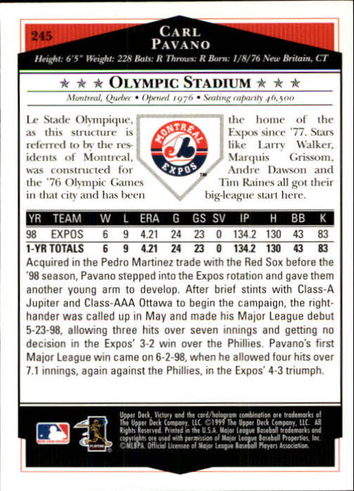 1999 Upper Deck Victory Baseball Card Pick 1-306 - Picture 353 of 451