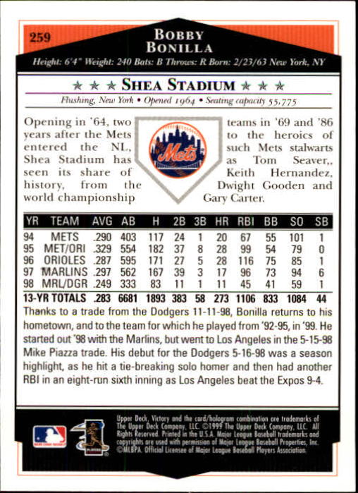 1999 Upper Deck Victory Baseball Card Pick 1-306 - Picture 373 of 451
