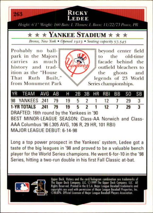 1999 Upper Deck Victory Baseball Card Pick 1-306 - Picture 377 of 451