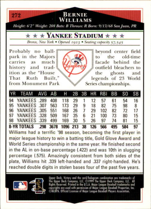 1999 Upper Deck Victory Baseball Card Pick 1-306 - Picture 389 of 451