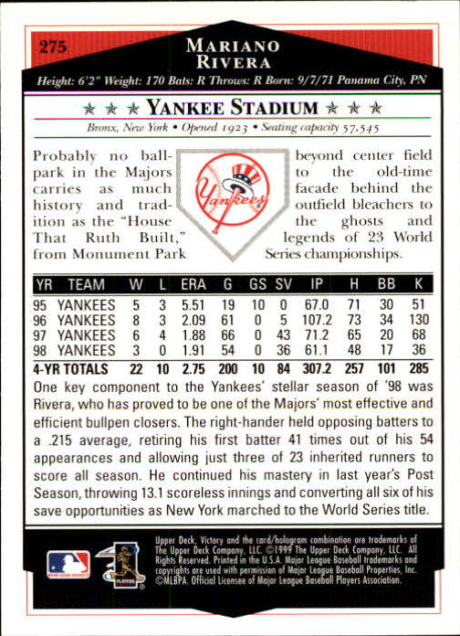 1999 Upper Deck Victory Baseball Card Pick 1-306 - Picture 395 of 451
