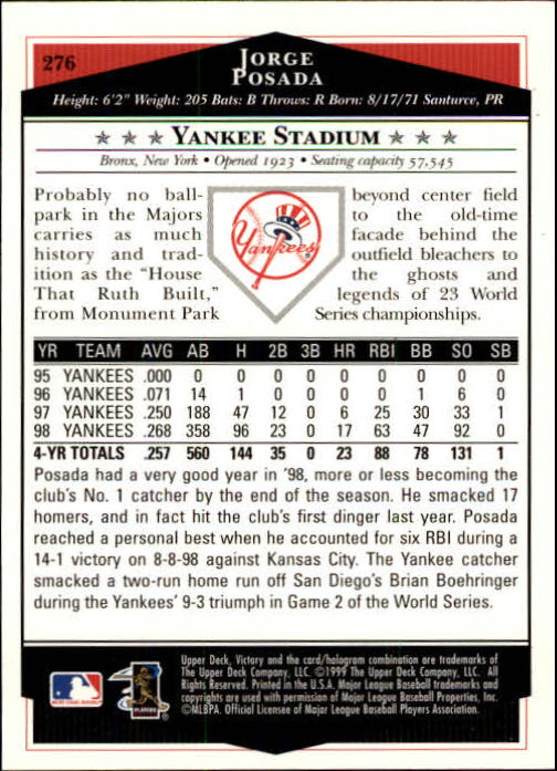 1999 Upper Deck Victory Baseball Card Pick 1-306 - Picture 397 of 451