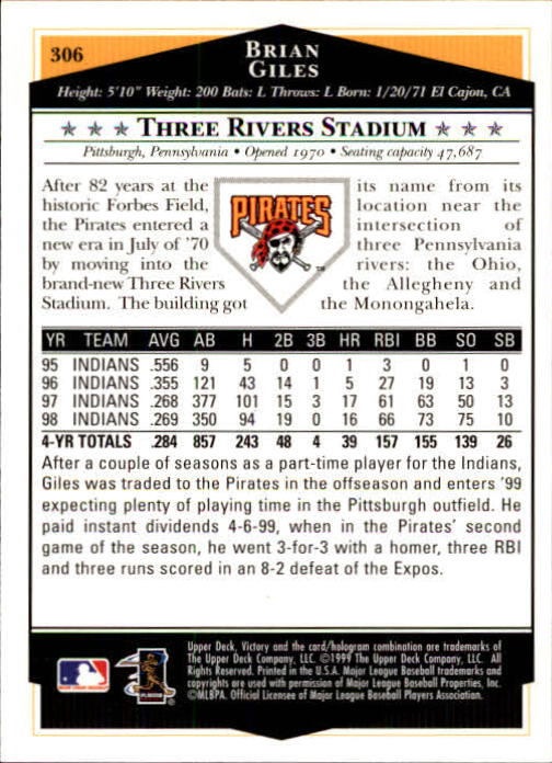 1999 Upper Deck Victory Baseball Card Pick 1-306 - Picture 451 of 451