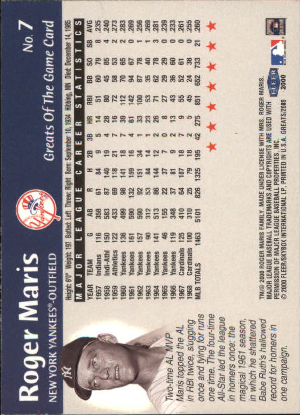 2000 Greats of the Game (Fleer) Baseball "Main Set" Cards - Picture 15 of 213