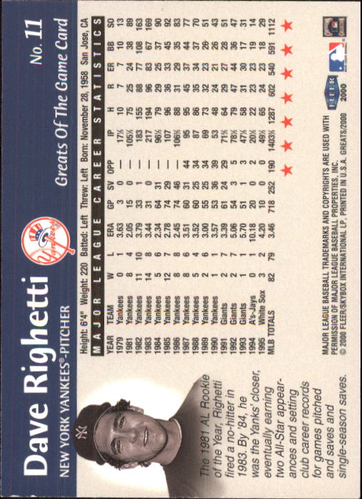 2000 Greats of the Game (Fleer) Baseball "Main Set" Cards - Picture 23 of 213