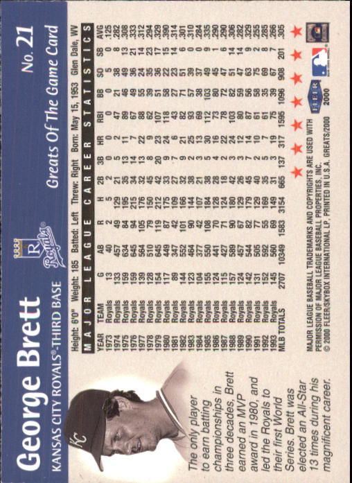 2000 Greats of the Game (Fleer) Baseball "Main Set" Cards - Picture 43 of 213