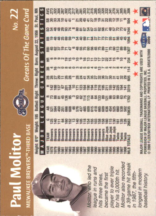 2000 Greats of the Game (Fleer) Baseball "Main Set" Cards - Picture 45 of 213