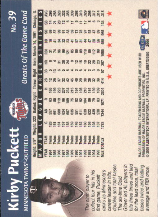 2000 Greats of the Game (Fleer) Baseball "Main Set" Cards - Picture 75 of 213