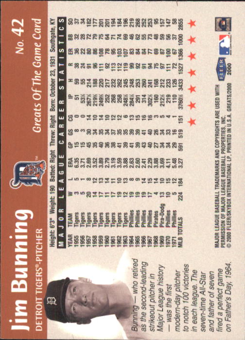 2000 Greats of the Game (Fleer) Baseball "Main Set" Cards - Picture 81 of 213