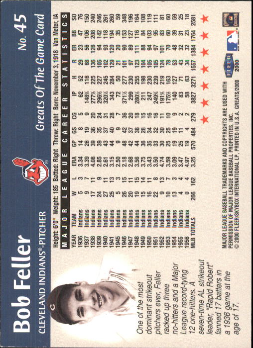 2000 Greats of the Game (Fleer) Baseball "Main Set" Cards - Picture 85 of 213