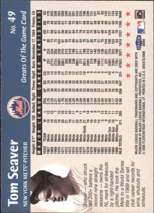 2000 Greats of the Game (Fleer) Baseball "Main Set" Cards - Picture 93 of 213