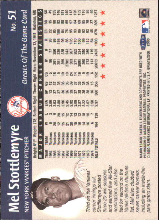 2000 Greats of the Game (Fleer) Baseball "Main Set" Cards - Picture 97 of 213