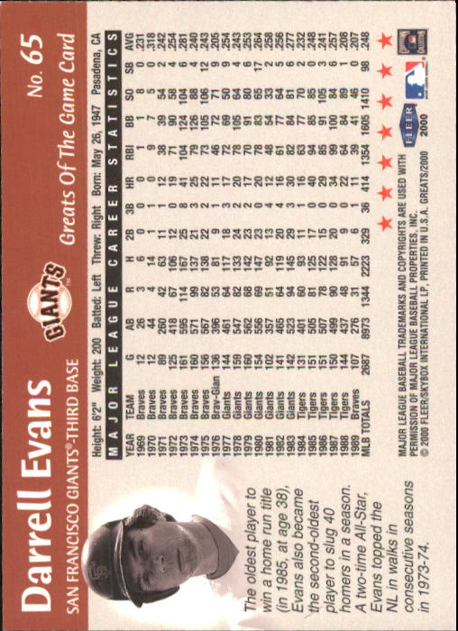 2000 Greats of the Game (Fleer) Baseball "Main Set" Cards - Picture 125 of 213