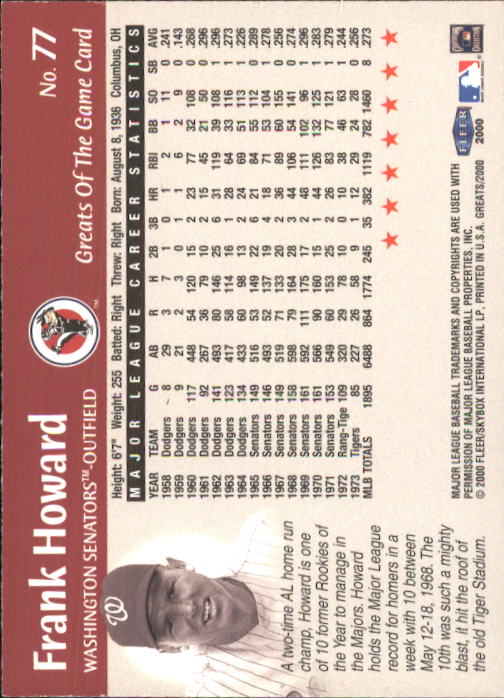 2000 Greats of the Game (Fleer) Baseball "Main Set" Cards - Picture 149 of 213