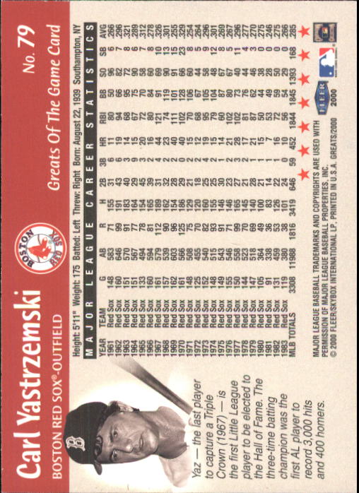 2000 Greats of the Game (Fleer) Baseball "Main Set" Cards - Picture 153 of 213