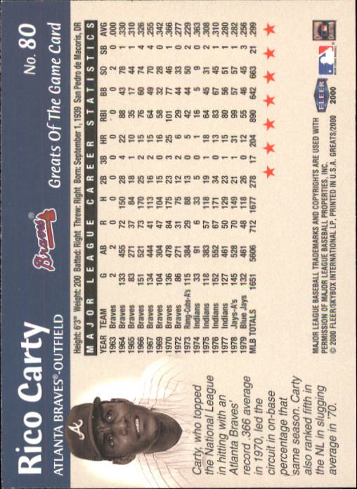 2000 Greats of the Game (Fleer) Baseball "Main Set" Cards - Picture 155 of 213
