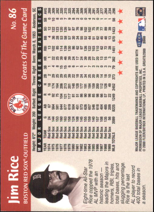 2000 Greats of the Game (Fleer) Baseball "Main Set" Cards - Picture 167 of 213