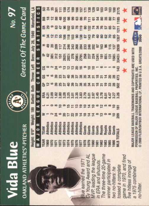 2000 Greats of the Game (Fleer) Baseball "Main Set" Cards - Picture 189 of 213