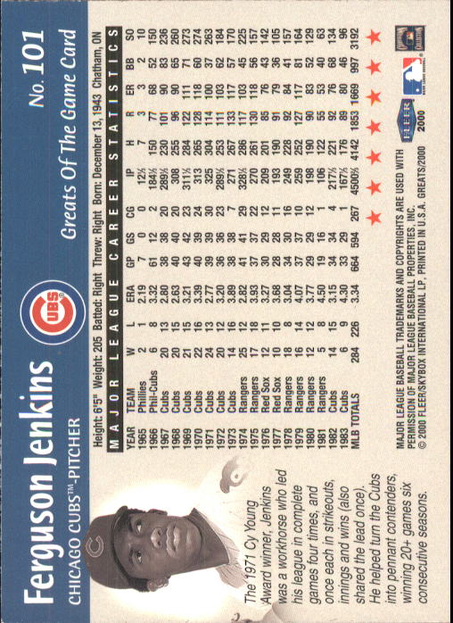 2000 Greats of the Game (Fleer) Baseball "Main Set" Cards - Picture 197 of 213
