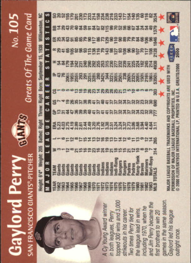 2000 Greats of the Game (Fleer) Baseball "Main Set" Cards - Picture 205 of 213