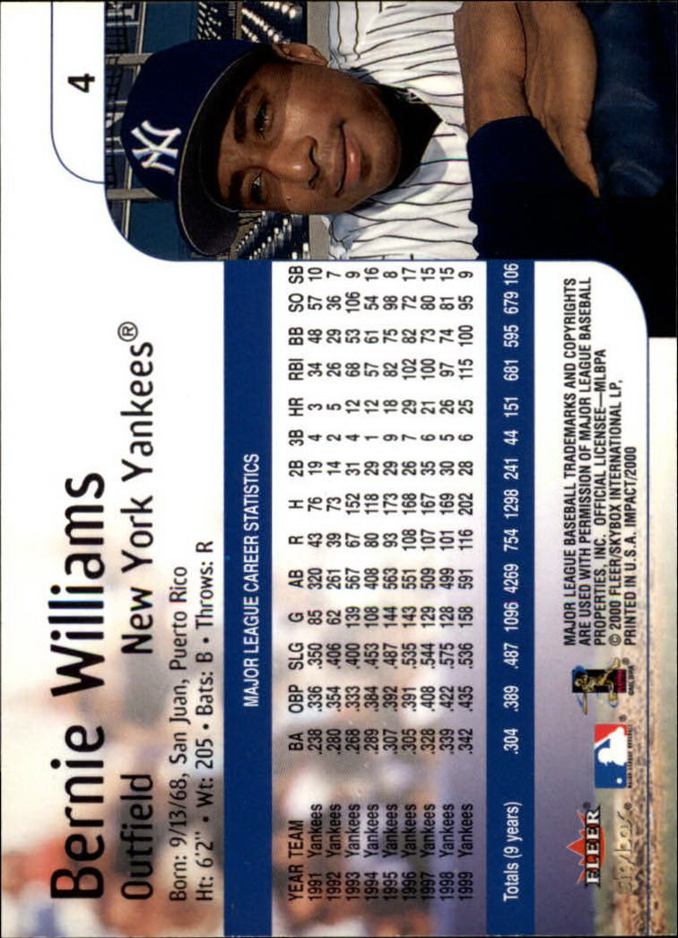 2000 Impact (Skybox) Baseball "Main Set" Cards #1 to #200 - Picture 9 of 401