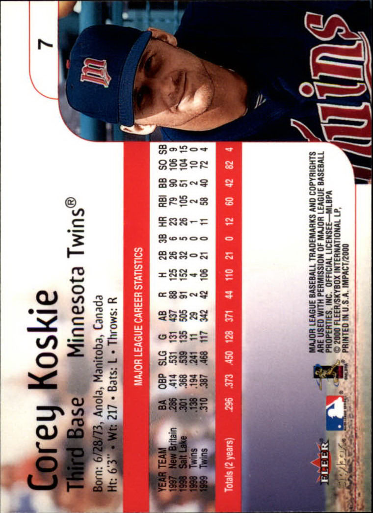 2000 Impact (Skybox) Baseball "Main Set" Cards #1 to #200 - Picture 15 of 401