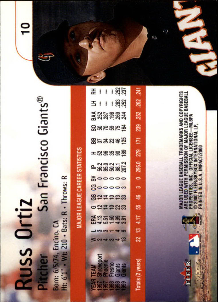 2000 Impact (Skybox) Baseball "Main Set" Cards #1 to #200 - Picture 21 of 401