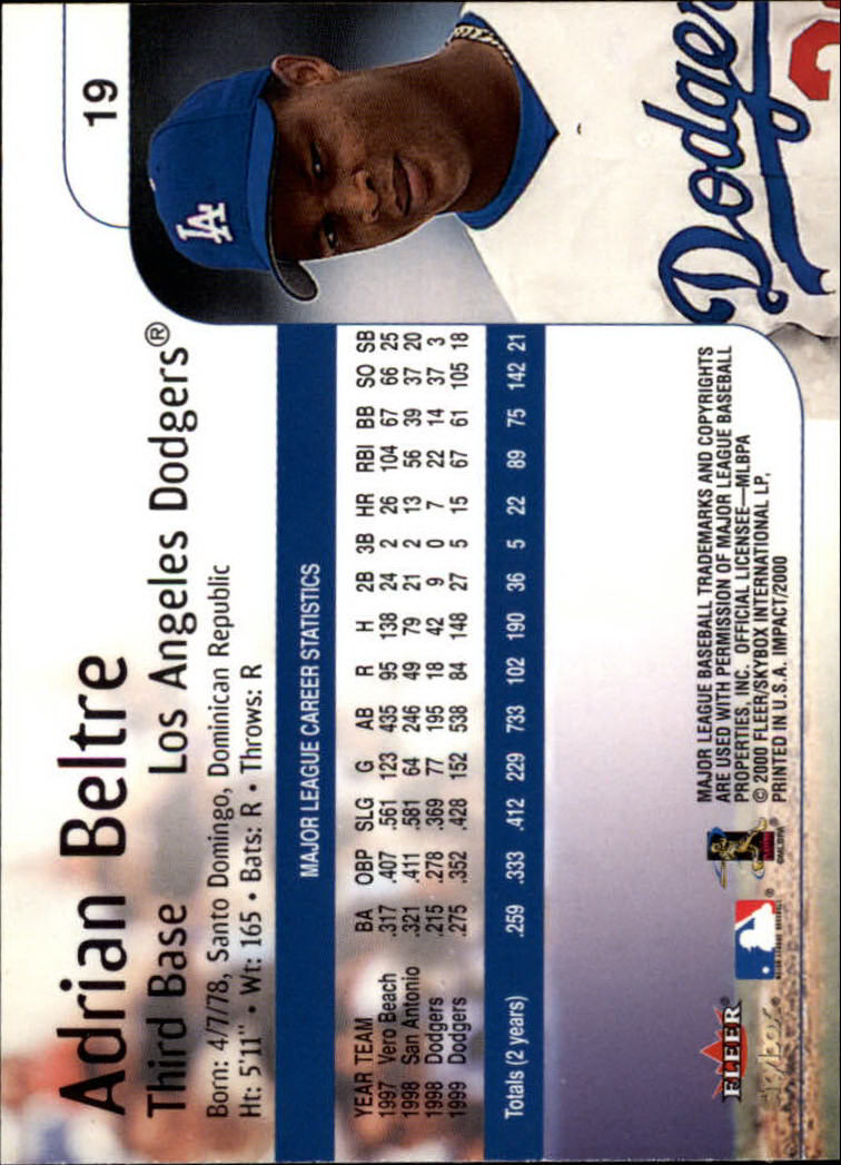2000 Impact (Skybox) Baseball "Main Set" Cards #1 to #200 - Picture 39 of 401