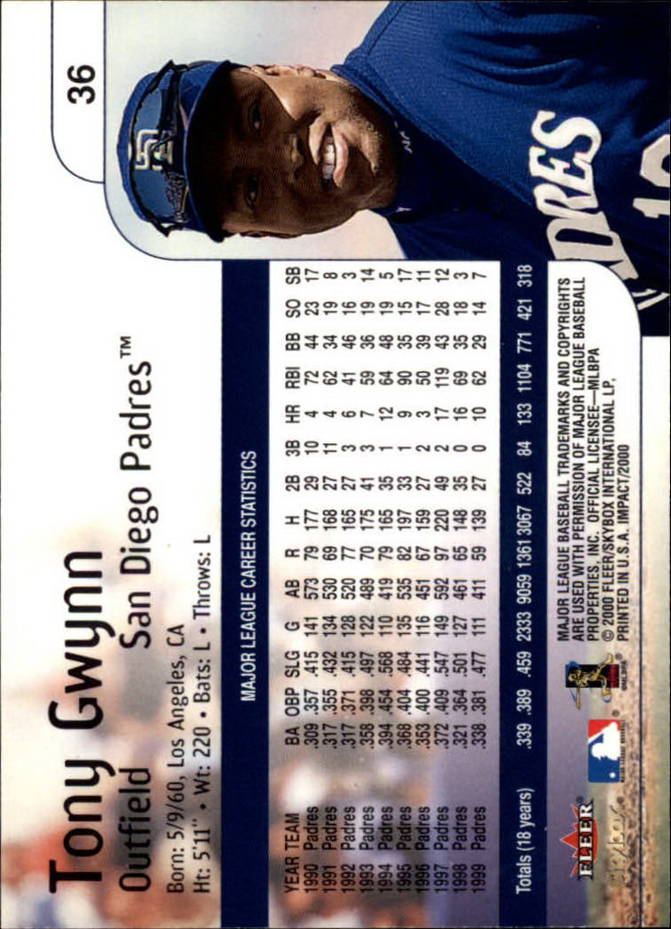 2000 Impact (Skybox) Baseball "Main Set" Cards #1 to #200 - Picture 73 of 401