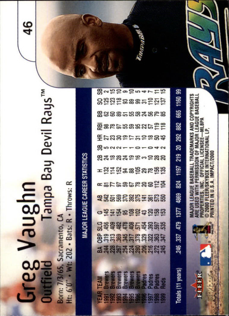 2000 Impact (Skybox) Baseball "Main Set" Cards #1 to #200 - Picture 93 of 401