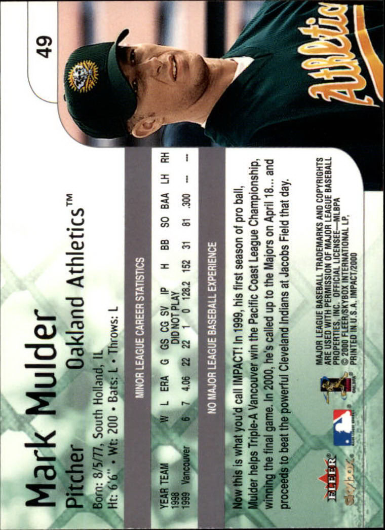 2000 Impact (Skybox) Baseball "Main Set" Cards #1 to #200 - Picture 99 of 401