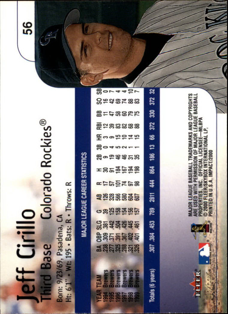 2000 Impact (Skybox) Baseball "Main Set" Cards #1 to #200 - Picture 113 of 401