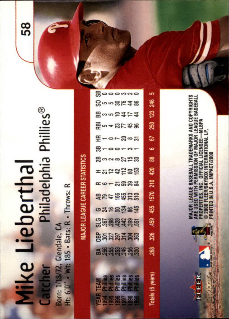 2000 Impact (Skybox) Baseball "Main Set" Cards #1 to #200 - Picture 117 of 401