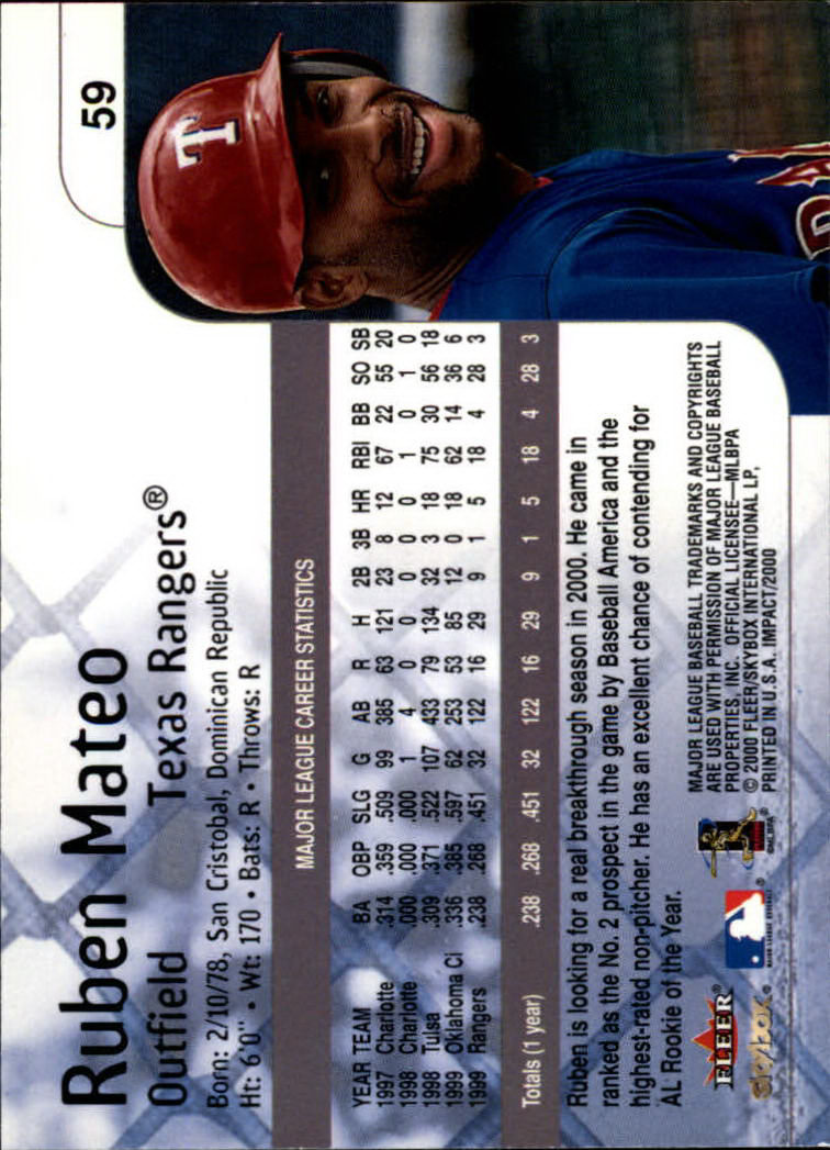 2000 Impact (Skybox) Baseball "Main Set" Cards #1 to #200 - Picture 119 of 401