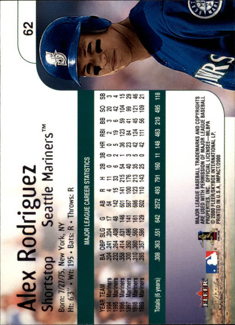 2000 Impact (Skybox) Baseball "Main Set" Cards #1 to #200 - Picture 125 of 401