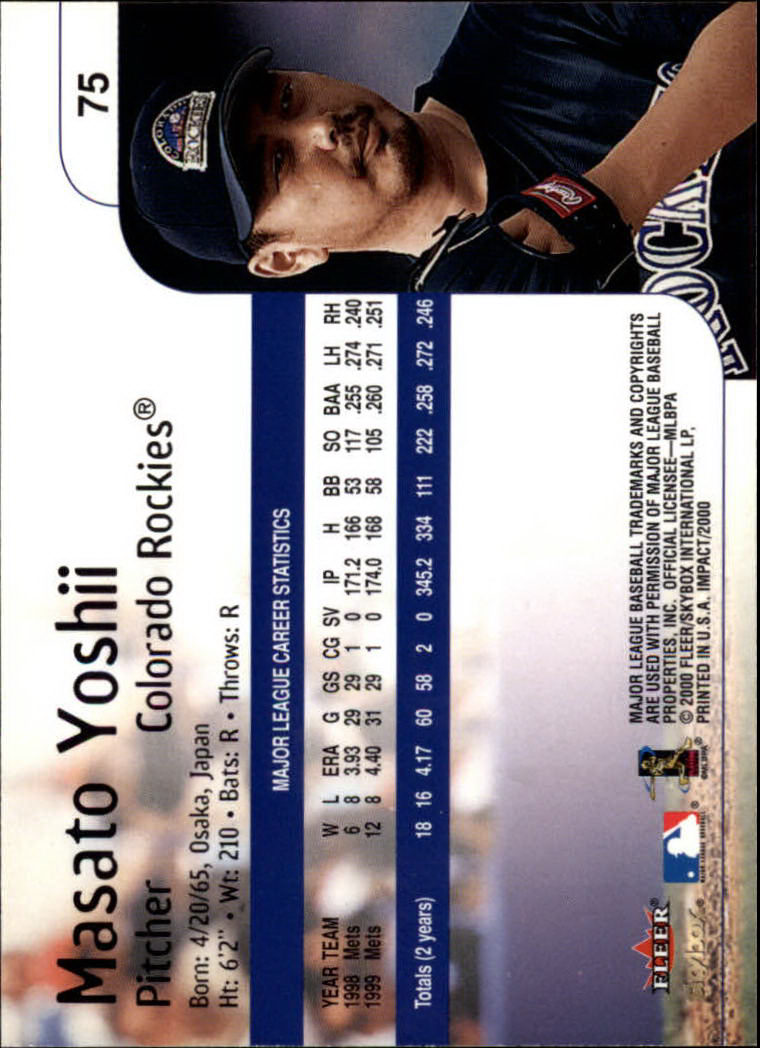 2000 Impact (Skybox) Baseball "Main Set" Cards #1 to #200 - Picture 151 of 401