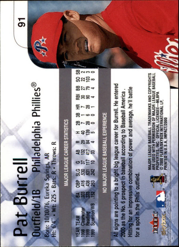 2000 Impact (Skybox) Baseball "Main Set" Cards #1 to #200 - Picture 183 of 401