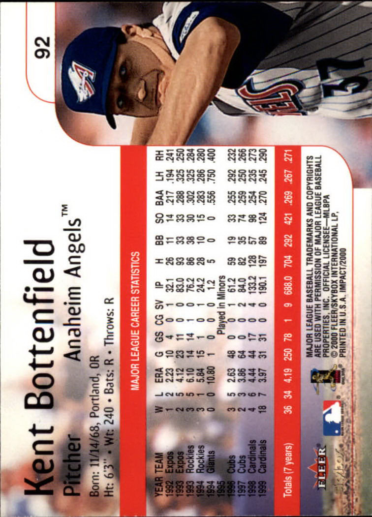 2000 Impact (Skybox) Baseball "Main Set" Cards #1 to #200 - Picture 185 of 401