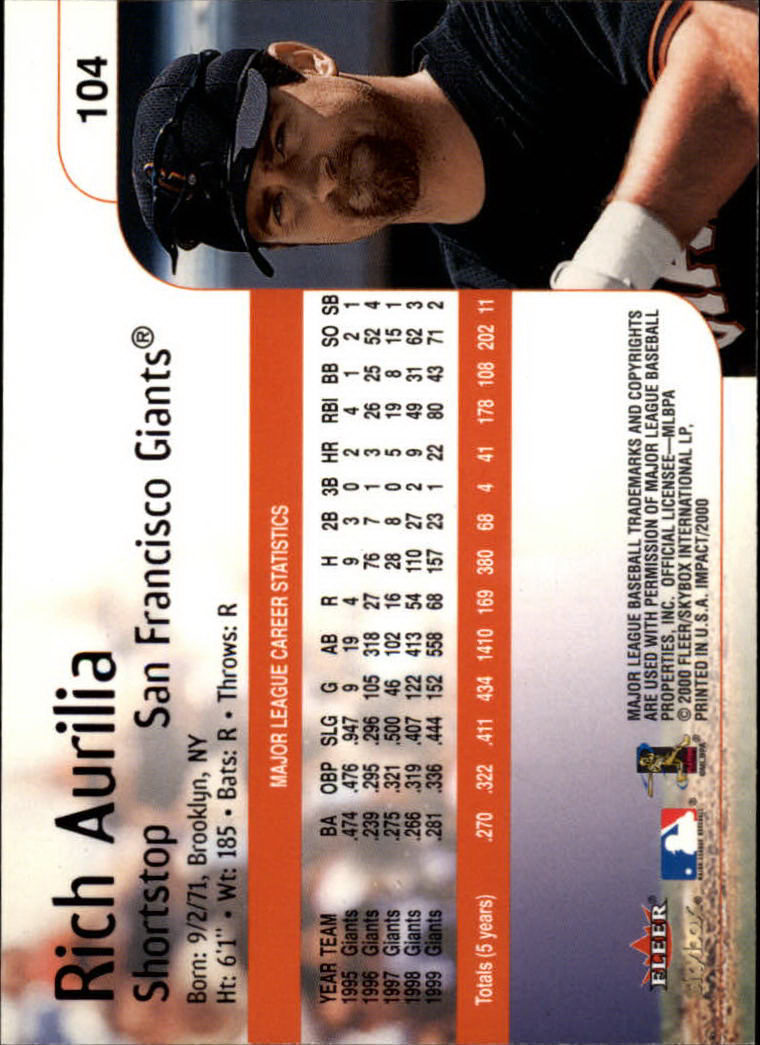 2000 Impact (Skybox) Baseball "Main Set" Cards #1 to #200 - Picture 209 of 401
