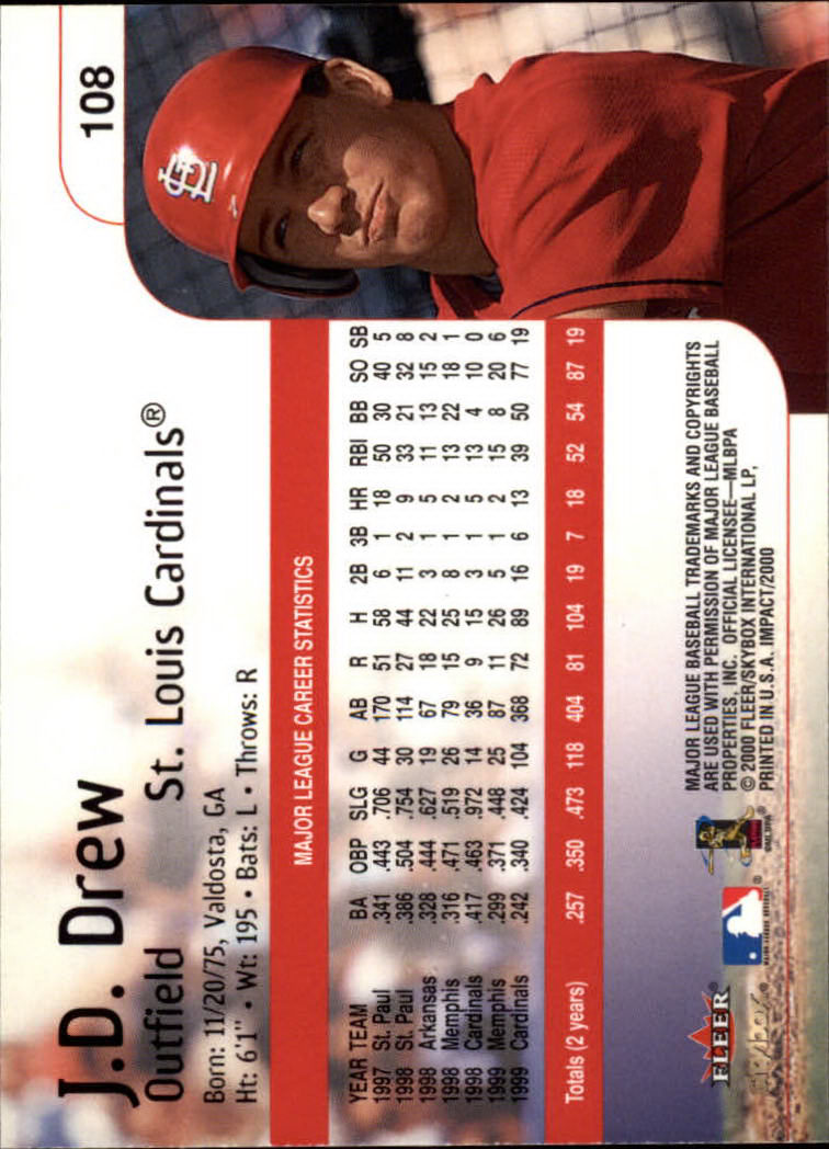 2000 Impact (Skybox) Baseball "Main Set" Cards #1 to #200 - Picture 217 of 401