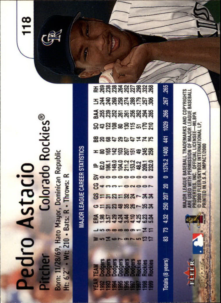 2000 Impact (Skybox) Baseball "Main Set" Cards #1 to #200 - Picture 237 of 401