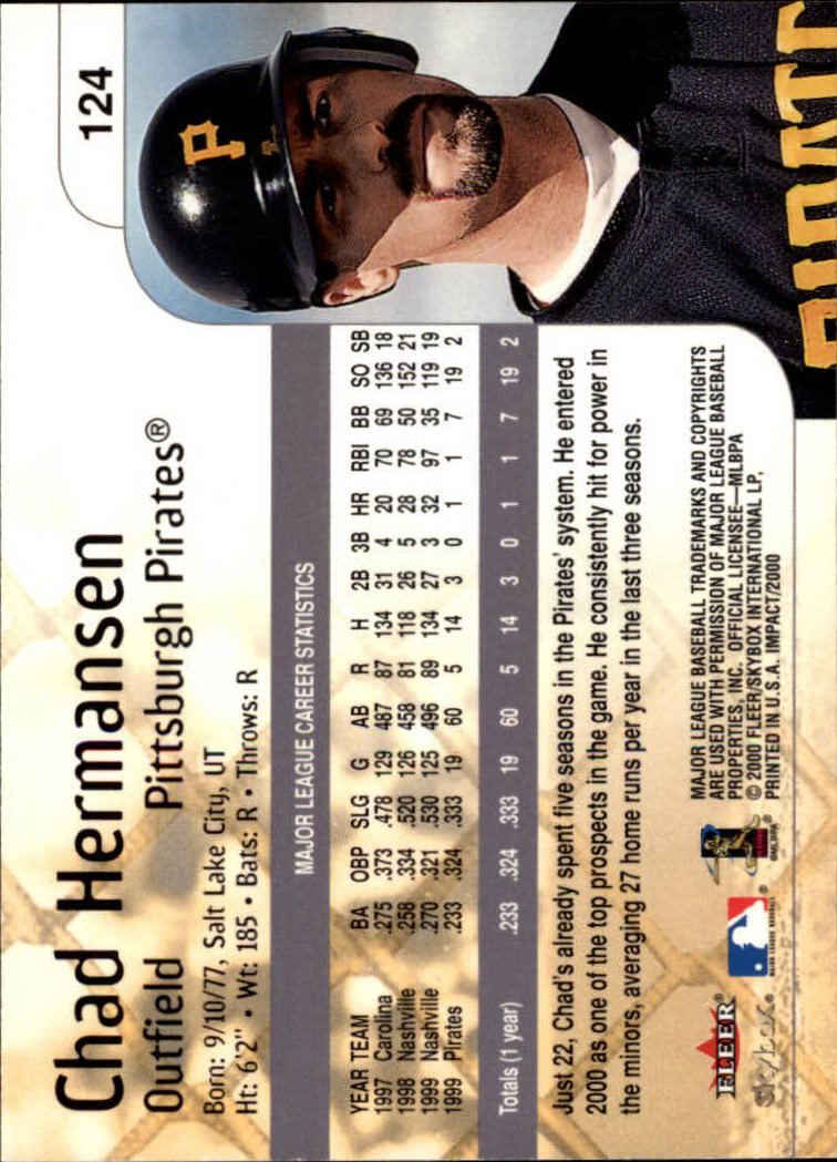 2000 Impact (Skybox) Baseball "Main Set" Cards #1 to #200 - Picture 249 of 401