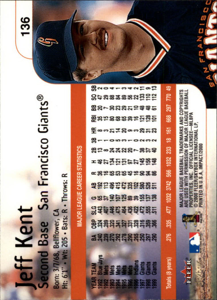 2000 Impact (Skybox) Baseball "Main Set" Cards #1 to #200 - Picture 273 of 401