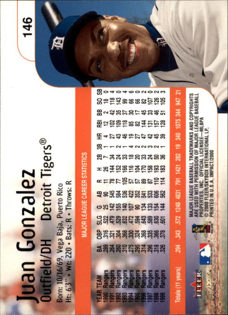 2000 Impact (Skybox) Baseball "Main Set" Cards #1 to #200 - Picture 293 of 401
